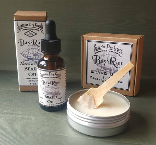Bay Rum Beard Balm & Oil Gift Set | Handcrafted | Natural