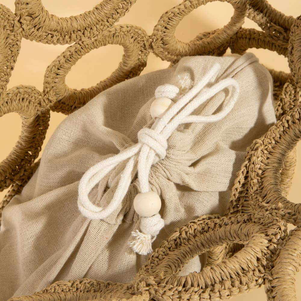 Straw Round Pattern Mesh Hand Bag
