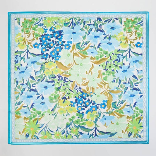 Colorful Flower Garden Print Square Bandana Scarf