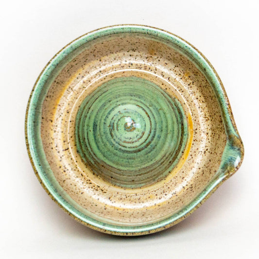 Ceramic Juicer - Handmade Stoneware Clay - Green & Beige