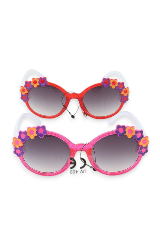 Kids Flower Glitter Sunglasses