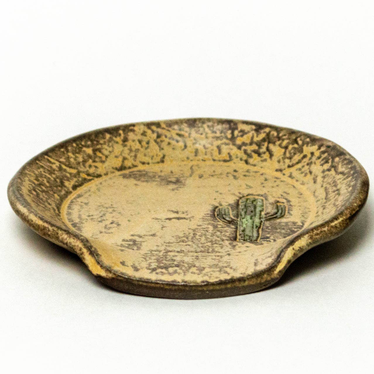 Saguaro Cactus Beige Stoneware Spoon Rest Handmade in Ohio