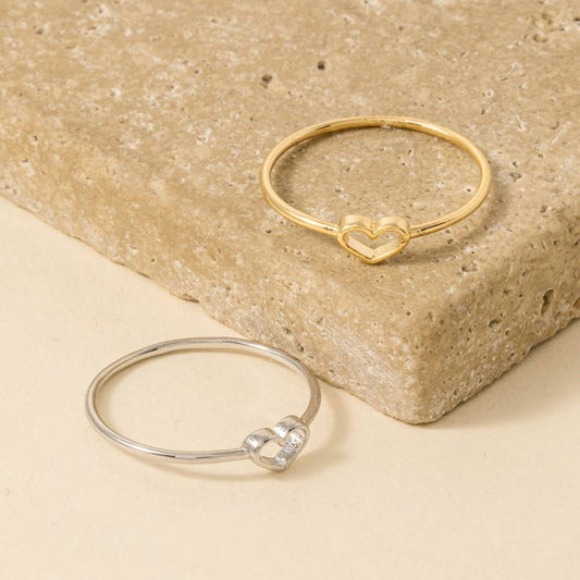 Dainty Open Heart Shape Fashion Ring