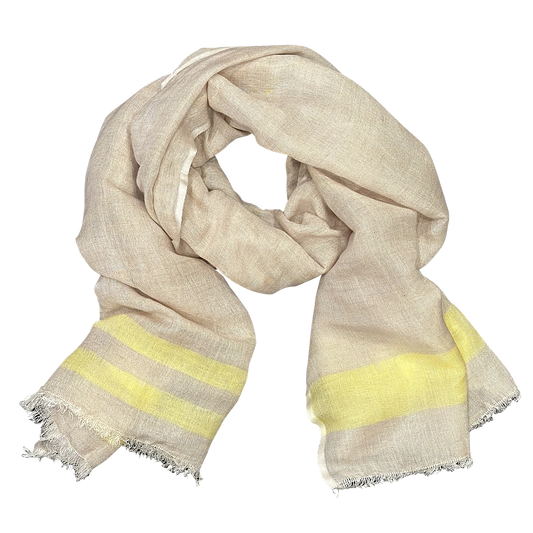 Pure Linen with Fresh Stripes Lightweight Scarf for Women