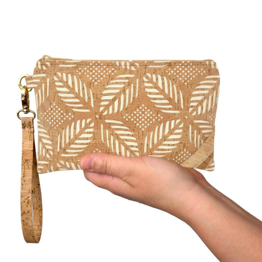 Simple Wristlet | Medium | Cream Palm Die Cut Cork