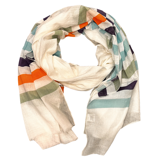 Brilliant Stripes Lightweight Pure Cotton Scarf