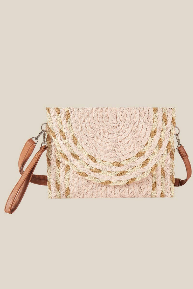 Floral Detail Pattern Envelope Crossbody Bag: Taupe