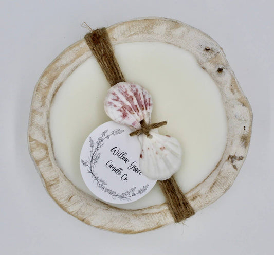 Mini Round Dough Candle: White Wash / Sea Shells / Fresh Linen