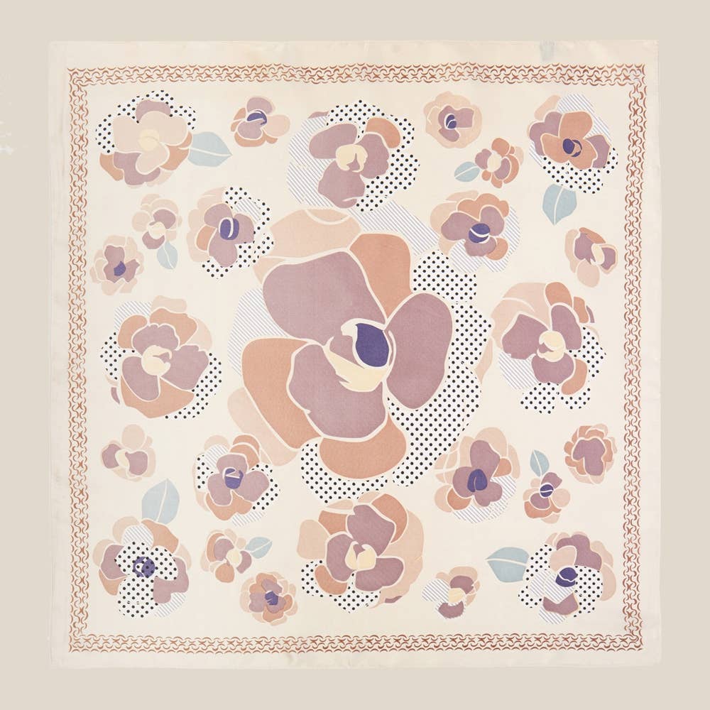 Multi Texture Flower Print Bandana Scarf