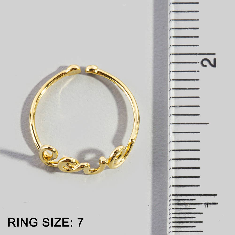 Delicate Love Script Cutout Band Ring