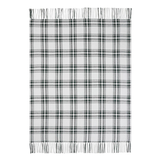 Harper Plaid Green White Woven Throw 50x60