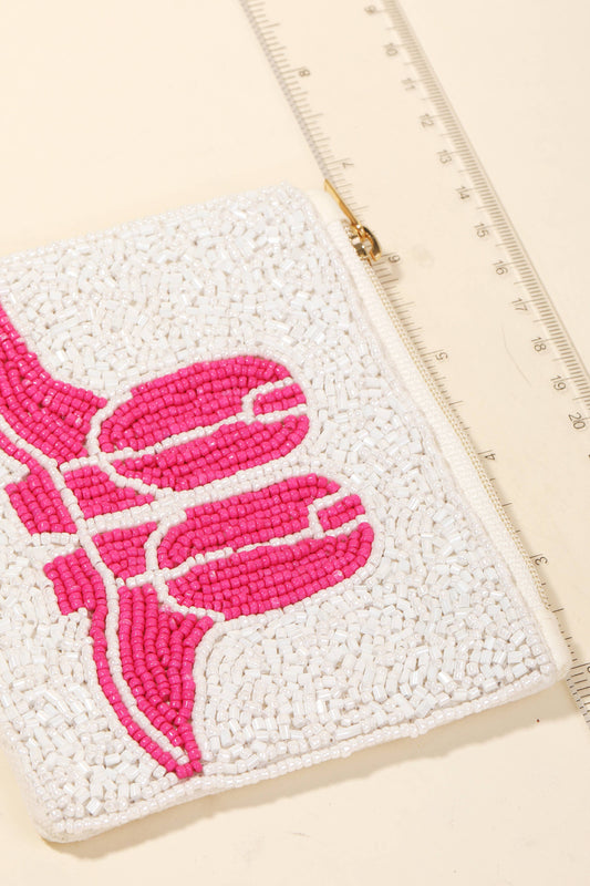 Pink Boots Seed Beaded Coin Purse