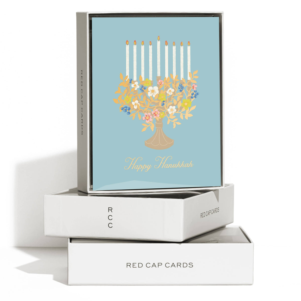 Floral Menorah Hanukkah Greeting Card by The House That Lars Built
