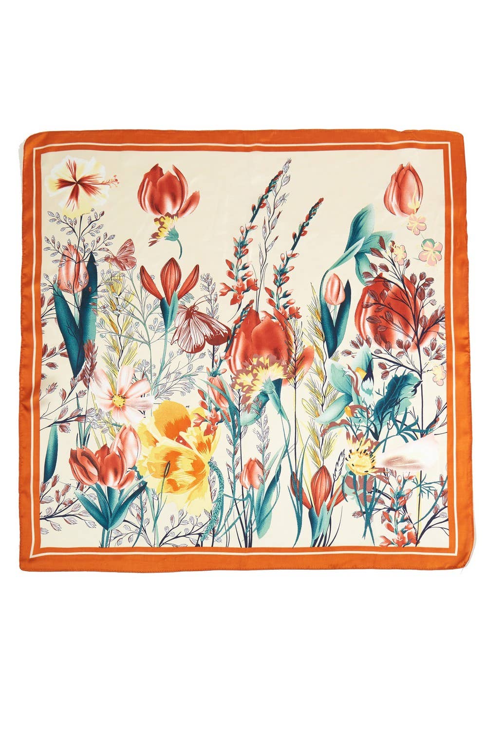 Floral Garden Print Bandana: Orange