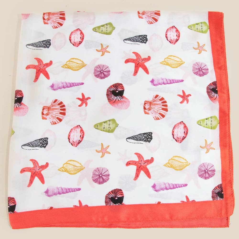 Sealife Multi Seashells Bandana Scarf