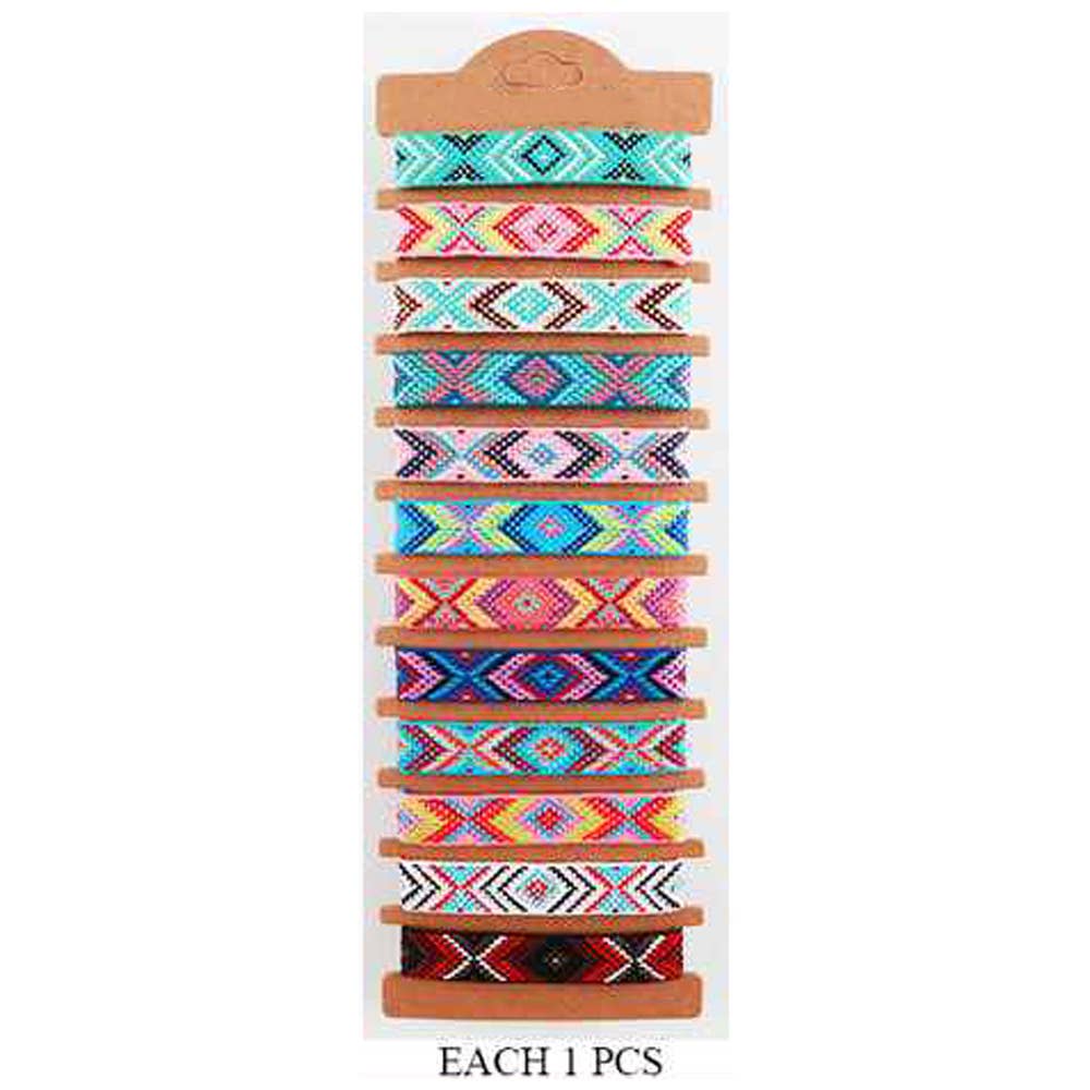 Bohemian Aztec Pattern Braided Cinch Pull Tie Bracelets