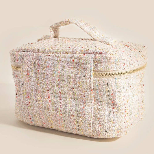 Confetti Tweed Makeup Case Cosmetic Bag