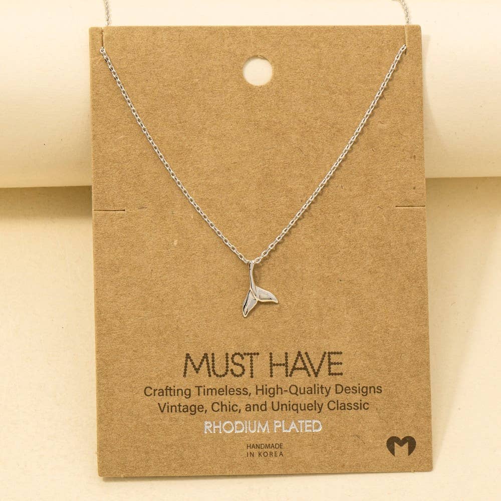 Gold Dipped Whale Tail Pendant Necklace