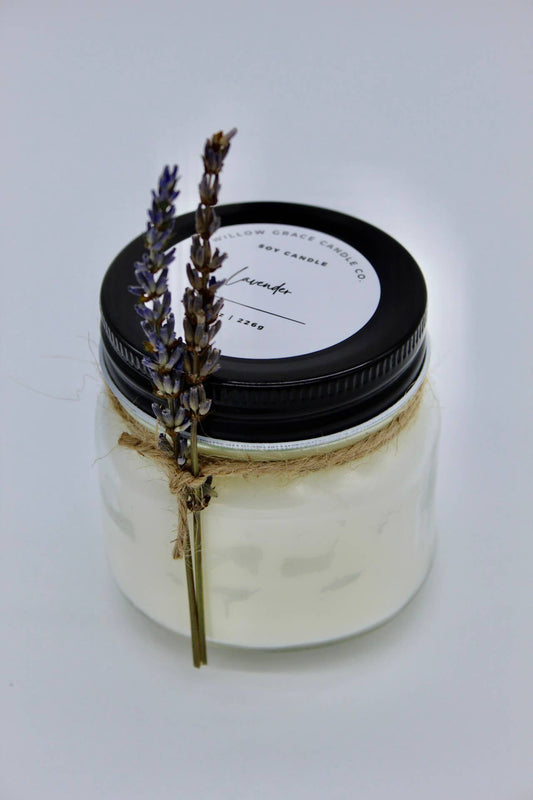 8 oz Mason Jar Candle: Dried Lavender / Lavender