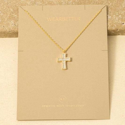 Gold Dipped Enamel Cross Pendant Necklace