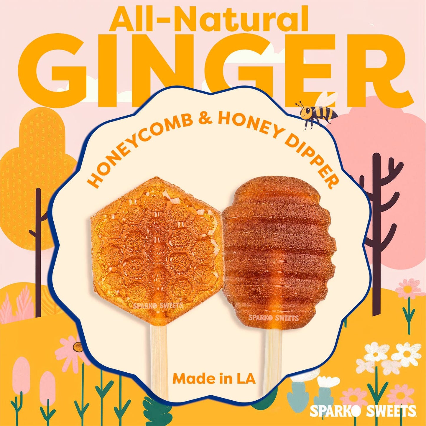 Ginger Honeycomb Lollipops - 1.25"