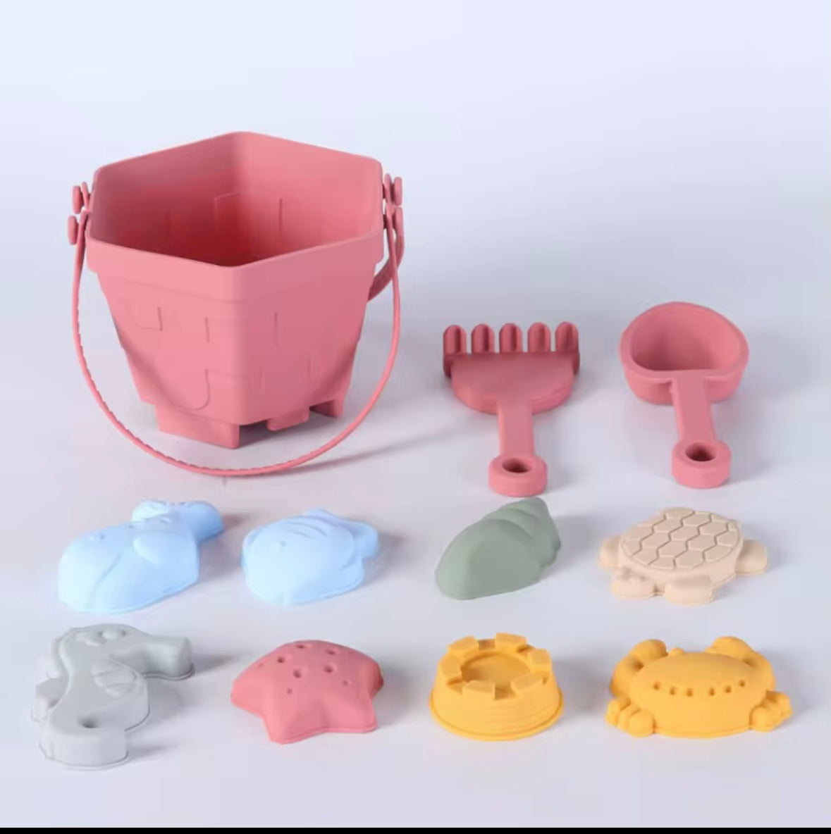 Sand Toys Beach Set - Eco Friendly Silicone in Pink, Blue or Yellow