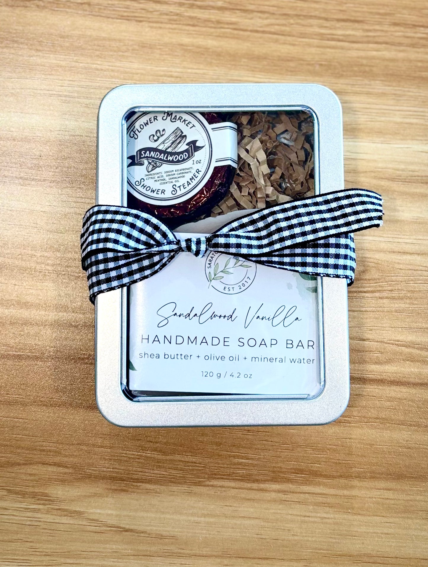 Handmade Soap & Shower Steamer Gift Set in Decorative Tin