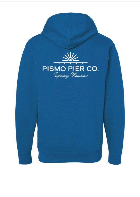Pismo Pier Co. Midweight Hoodie – Royal Blue Heathered Coastal California Fleece Sweatshirt