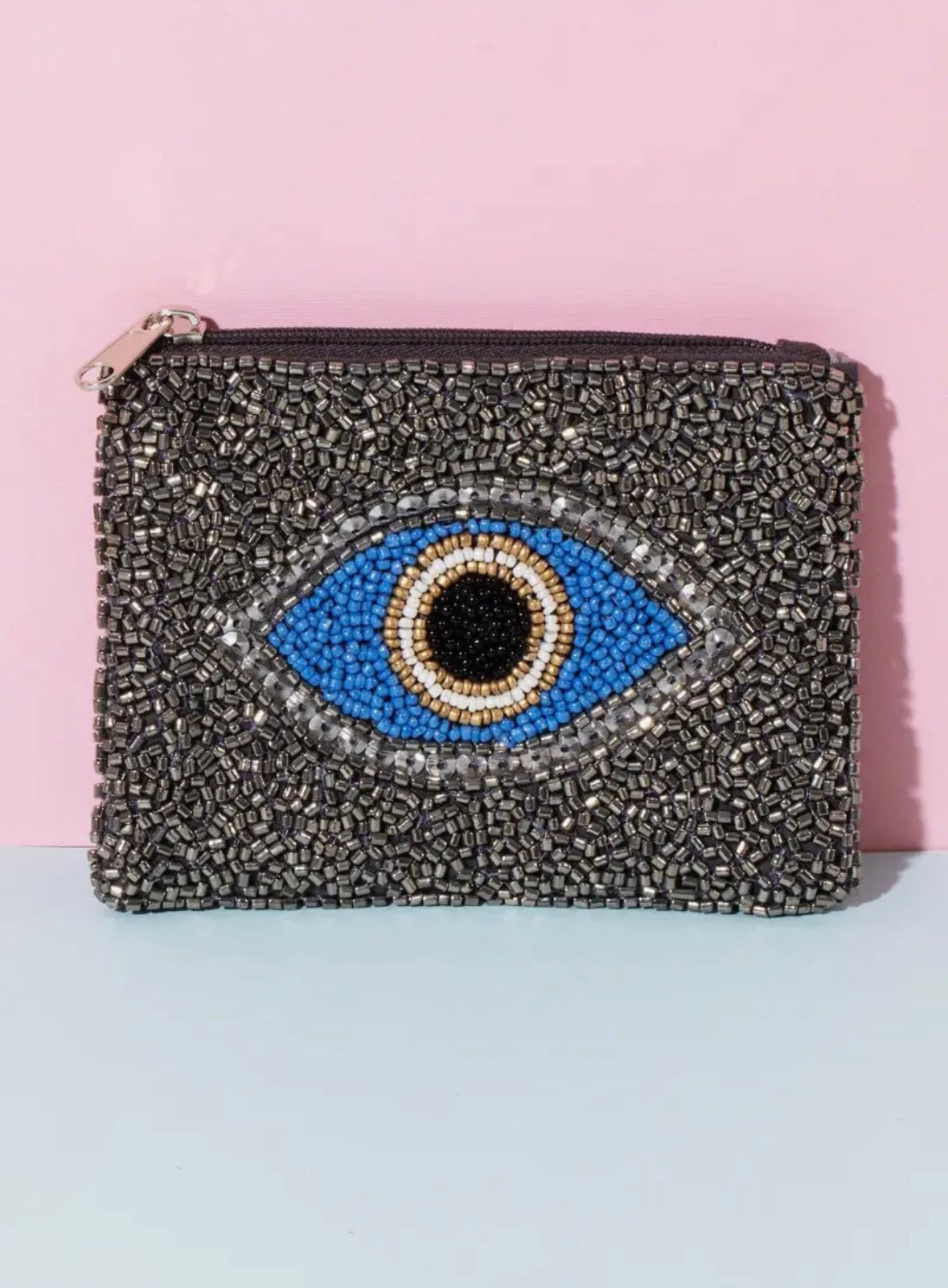 Evil Eye Seeded coin purse