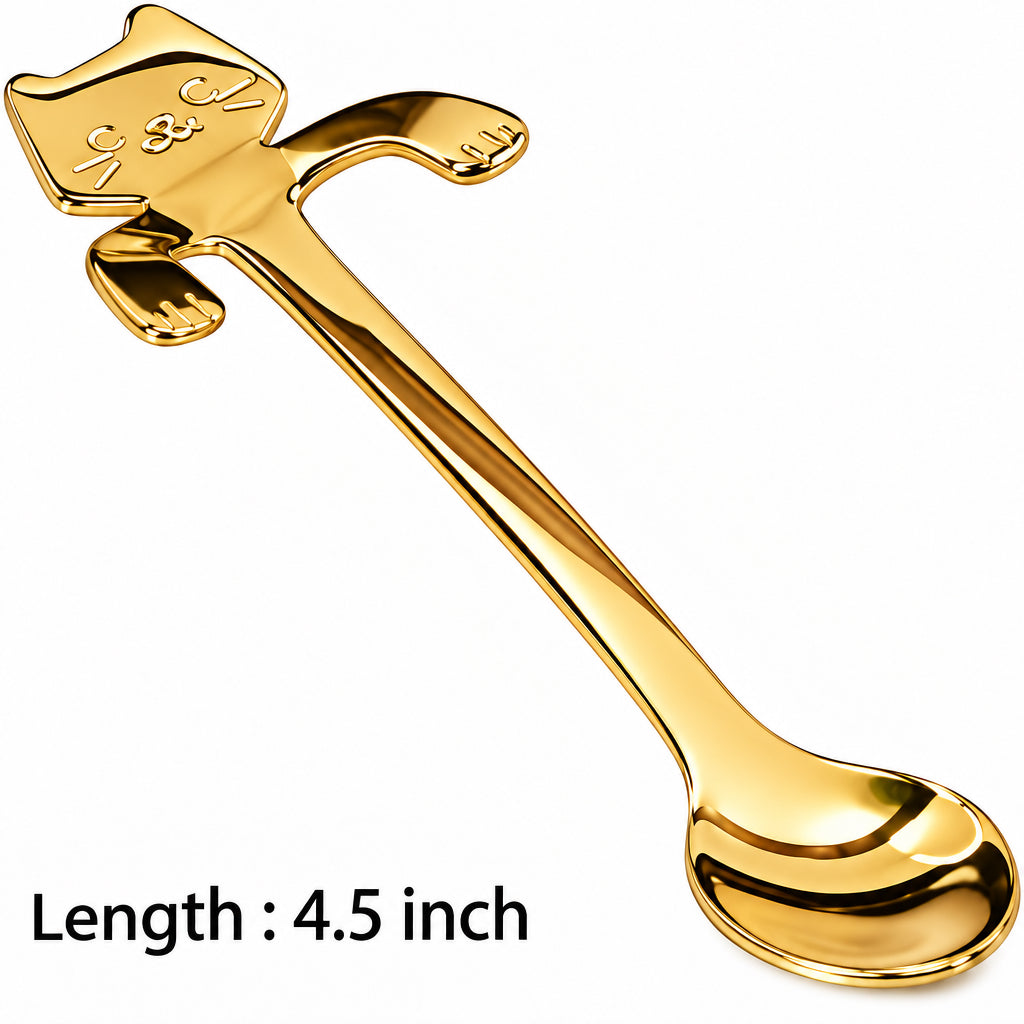 Cat Tea Spoon Gold or Silver