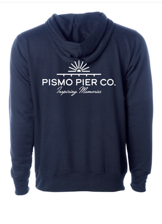 Pismo Pier Co. Midweight Hoodie – Navy Coastal California Fleece Sweatshirt