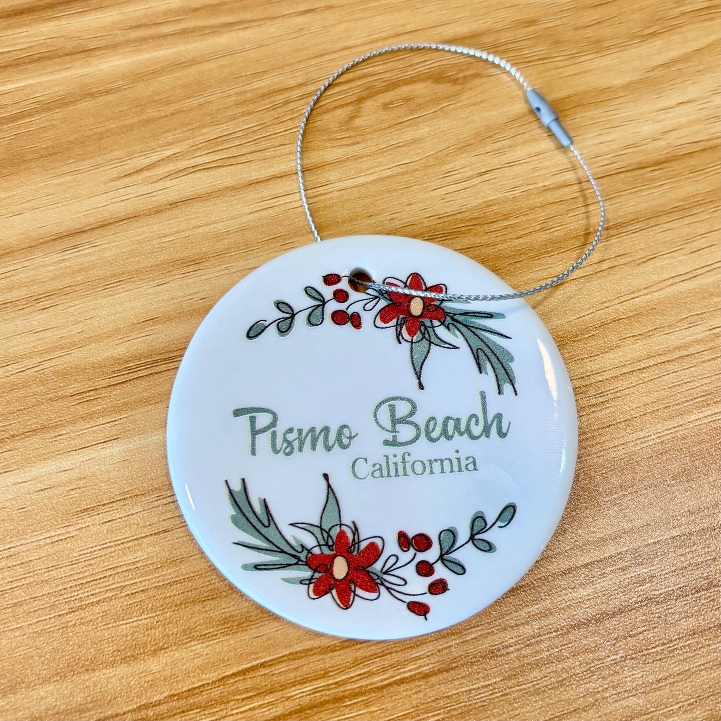 Pismo Beach Christmas Poinsettia Ornament