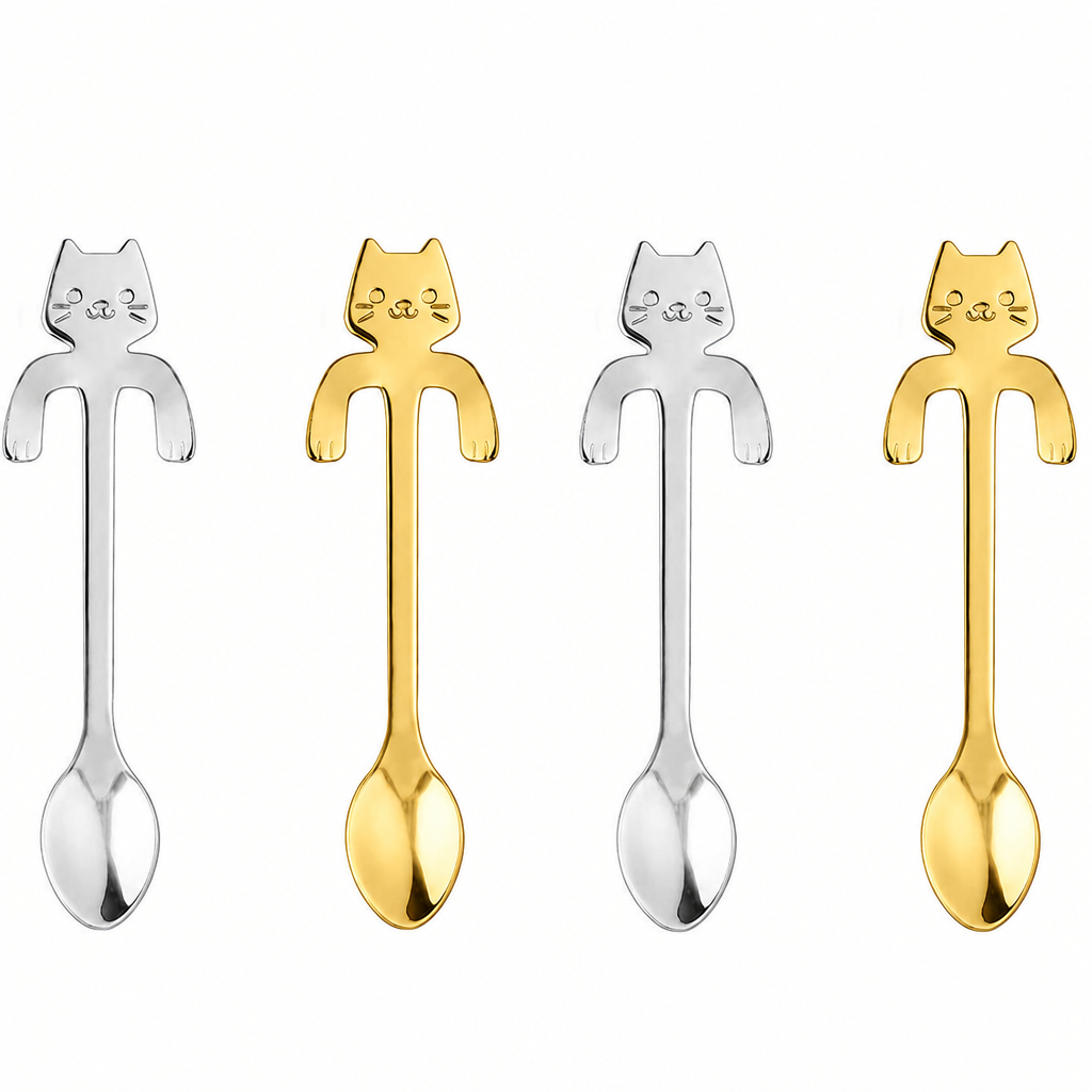 Cat Tea Spoon Gold or Silver