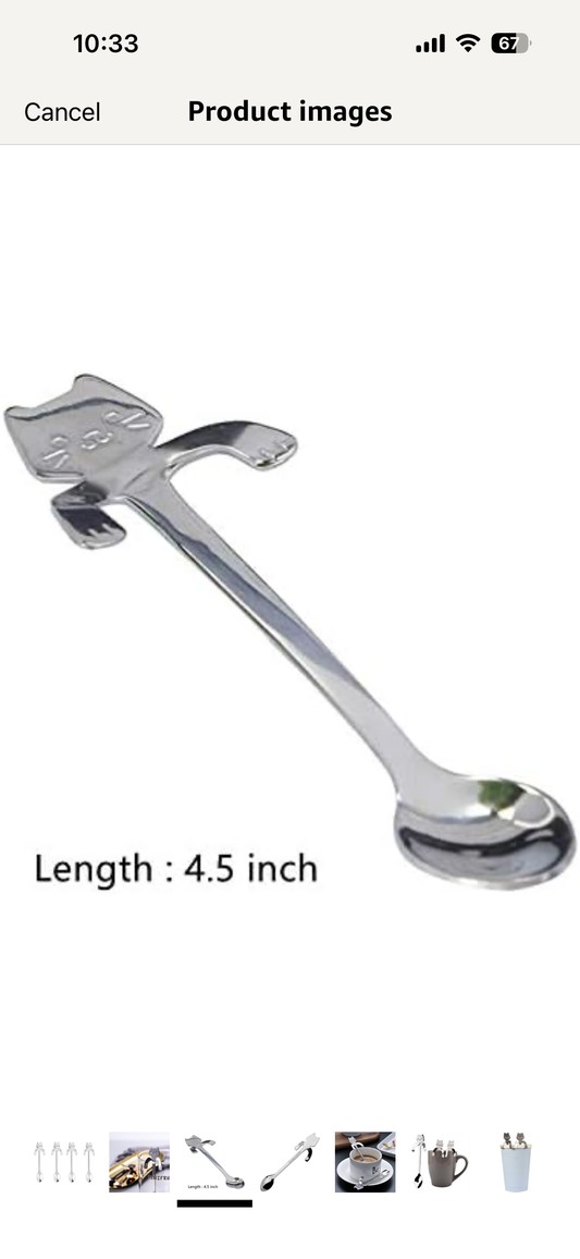 Cat Tea Spoon Gold or Silver