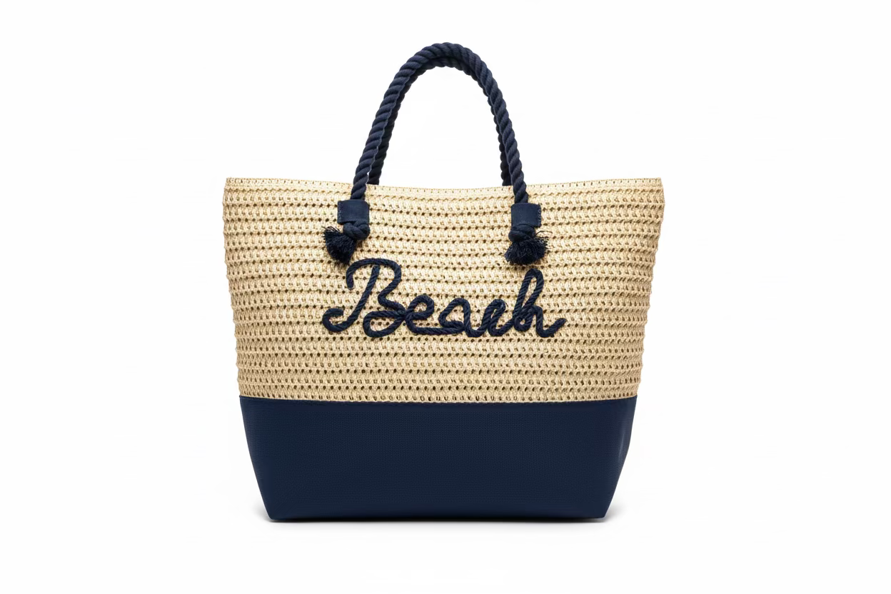 Large Beach Braided Print Tote Bag