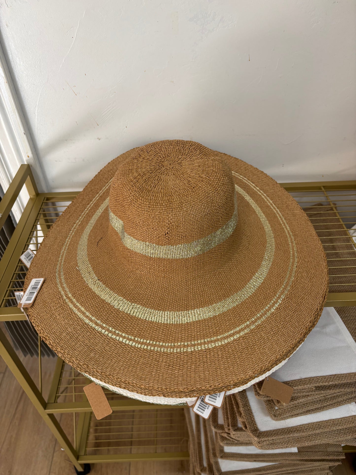 Metallic Accent Trim Floppy Hat