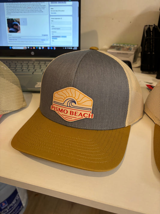 Sun & Waves Leather Patch Hat - CUSTOMIZABLE