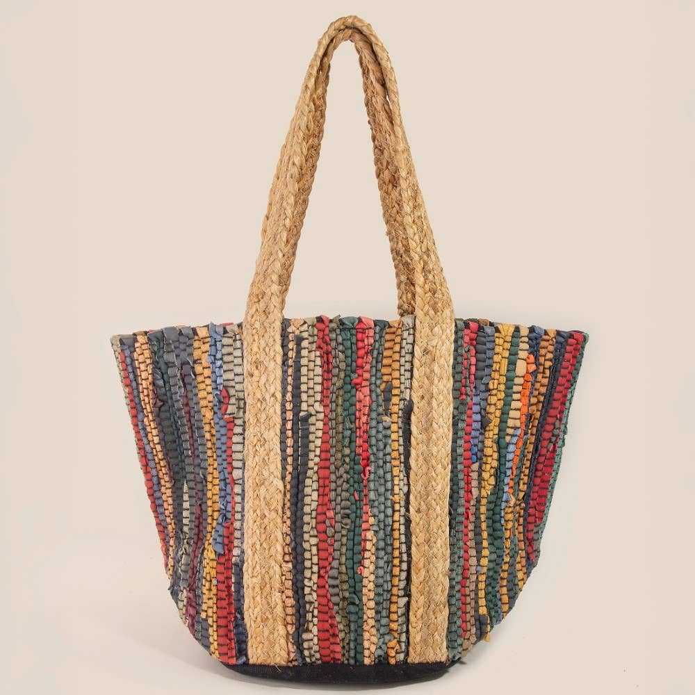 Vibrant Stripes Woven Tote Bag