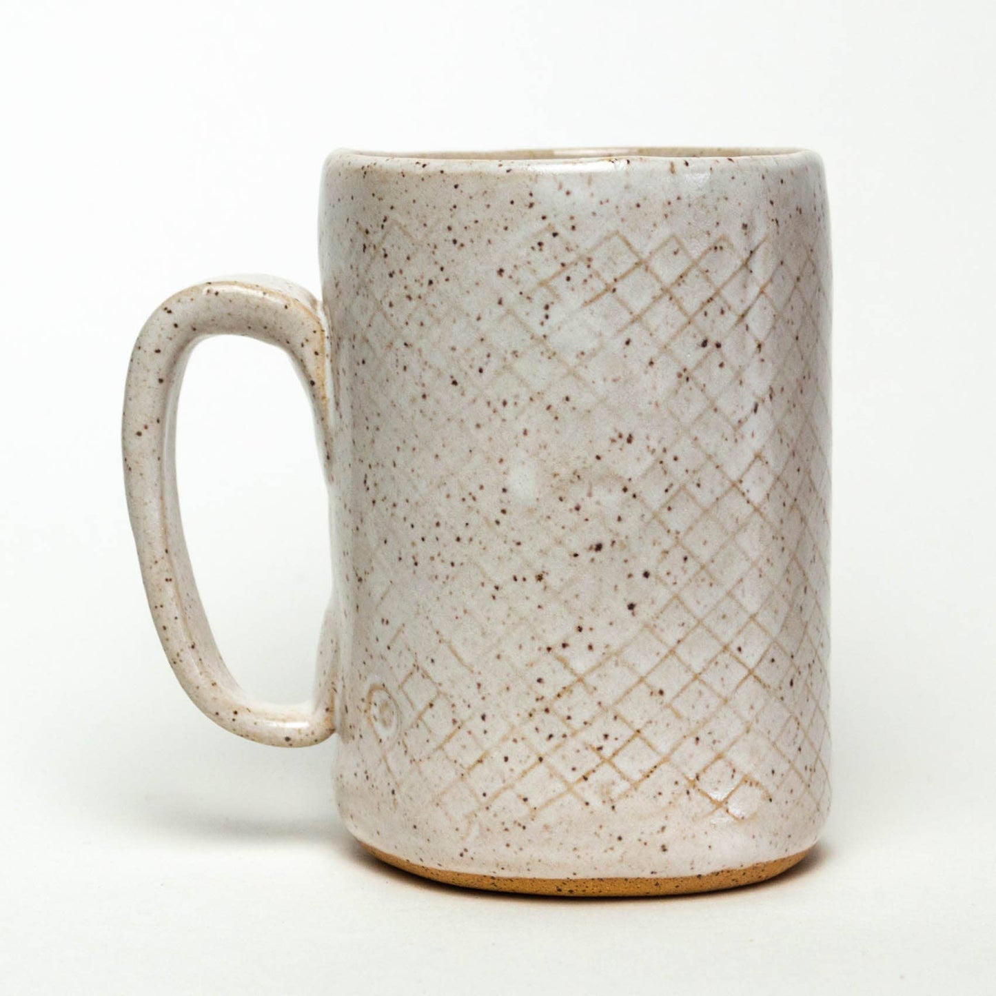 Blue Bird Pattern Handmade Stoneware White 14oz Mug