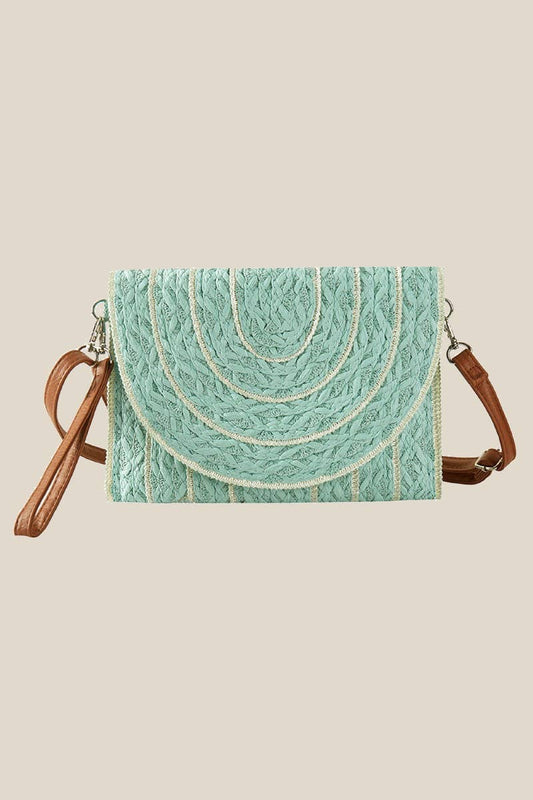 Stitched Straw Envelope Crossbody Bag