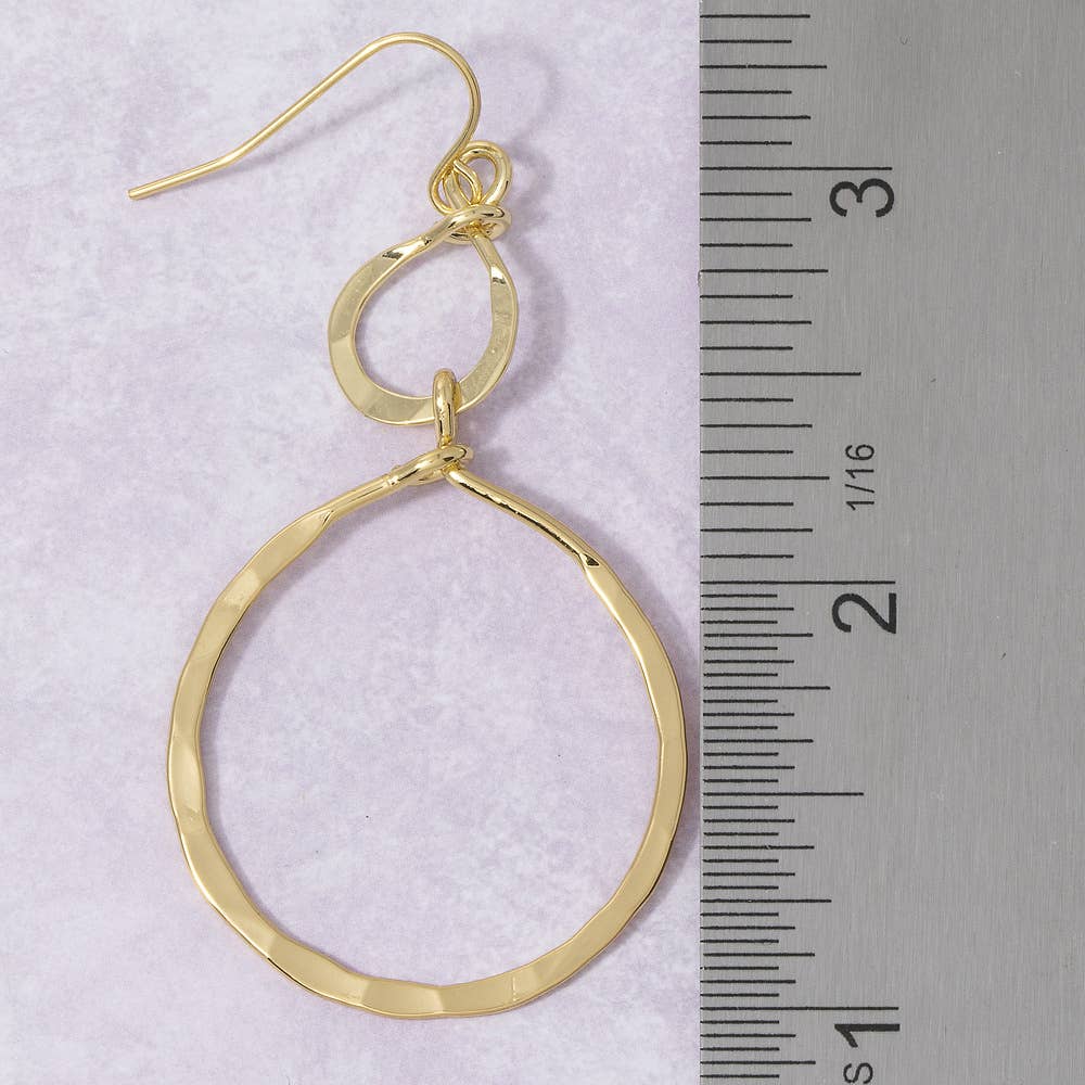 Gold Dipped Hammered Infinity Twist Drop Earrings