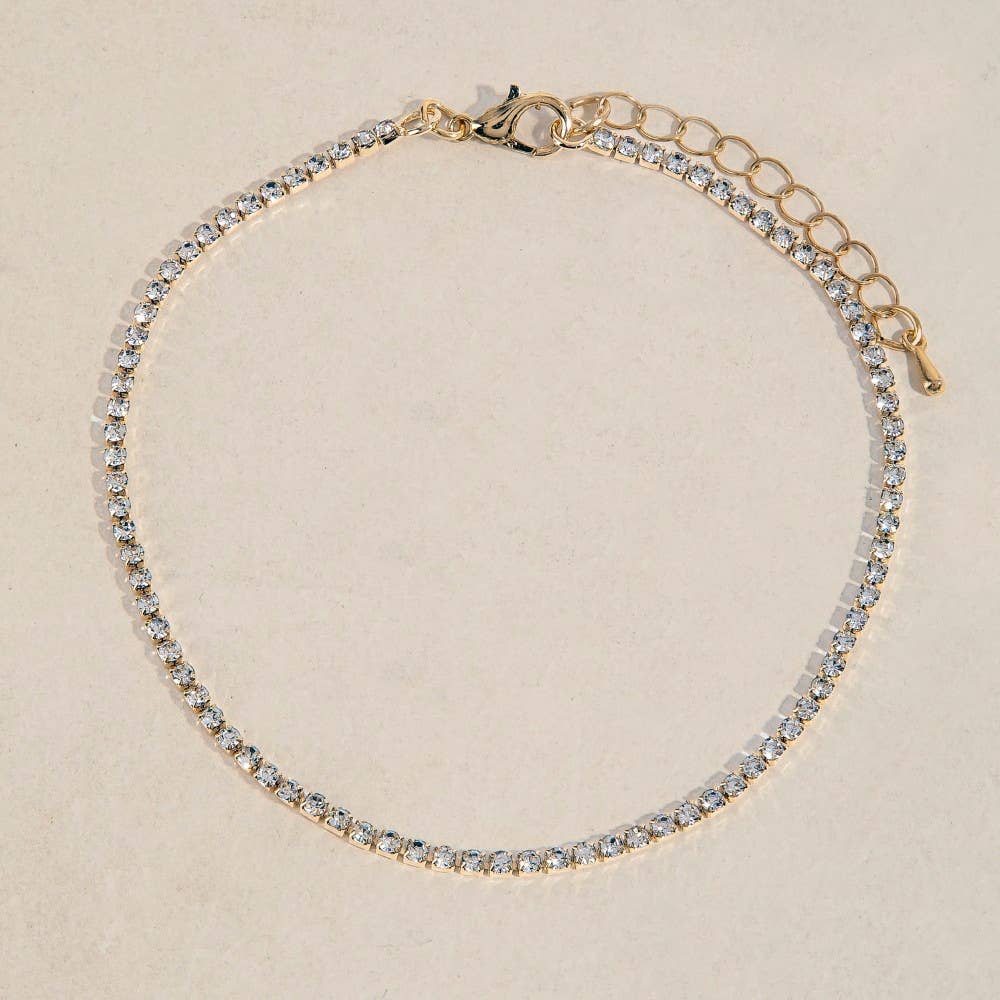 Square Glass Tennis Chain Anklet