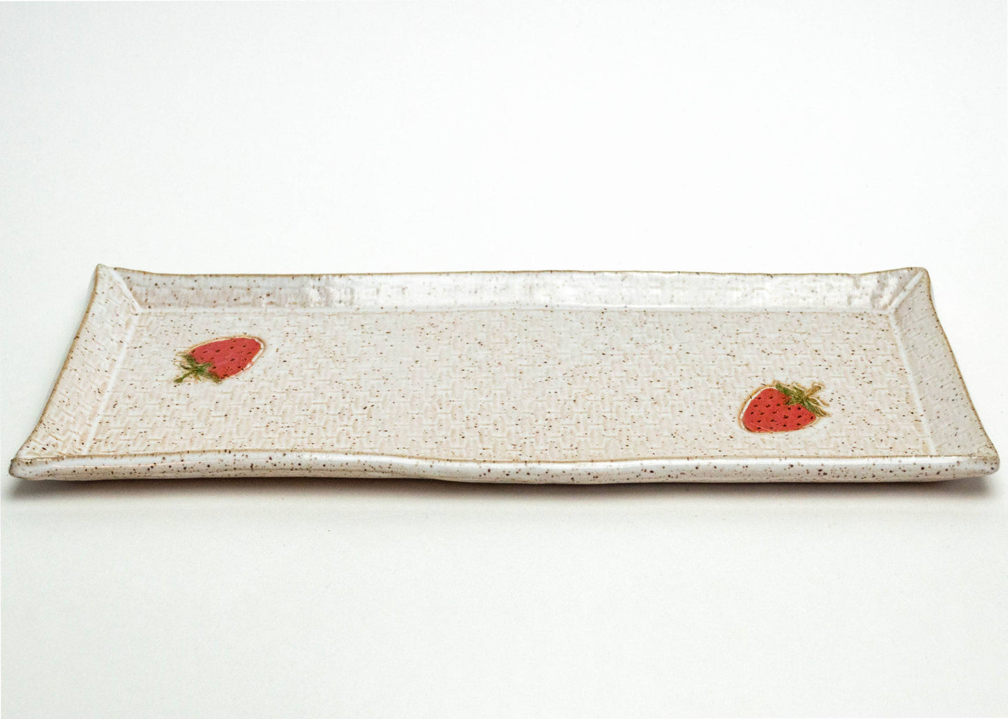 Strawberry Pattern 12" Handmade Ceramic White Platter