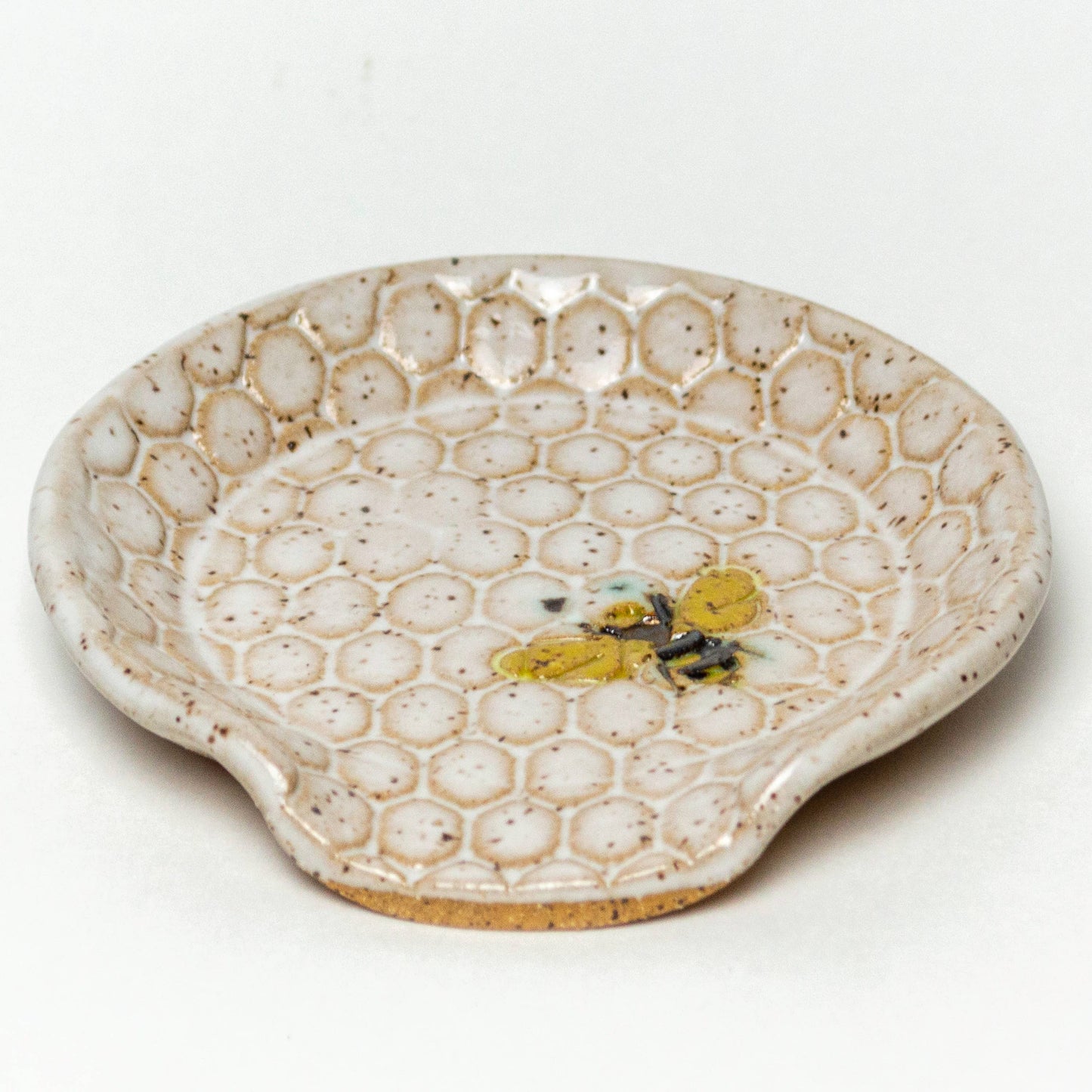 Ceramic Spoon Rest- Honey Bee Pattern Handmade in Ohio