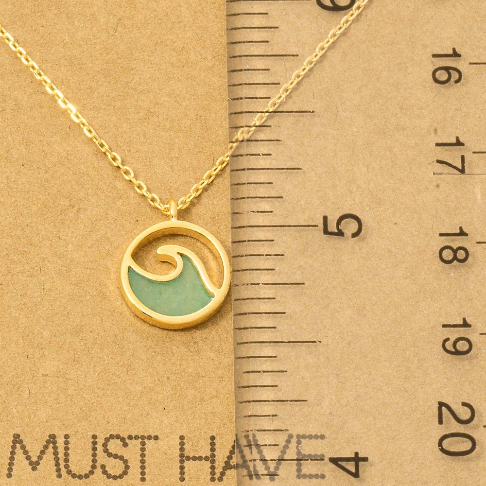 Round Wave Coin Pendant Necklace
