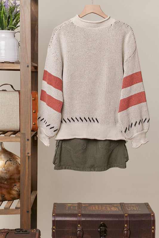 Tiger Graphic Knit Sweater – Cream & Rust