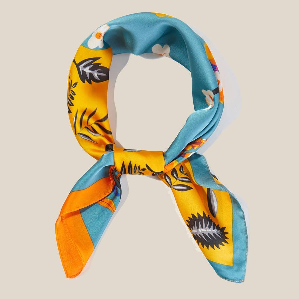 Flower Leaf Print Abstract Bandana Scarf