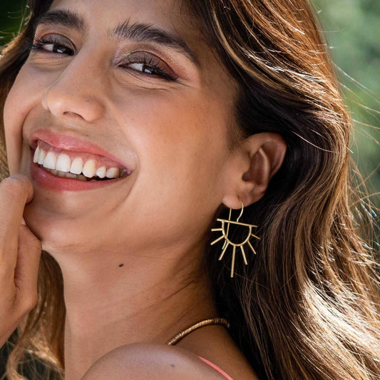 Earrings Gold Gretchen Half Sun Threader