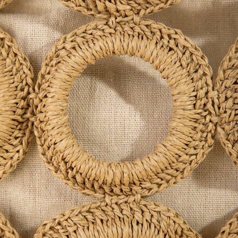 Straw Round Pattern Mesh Hand Bag