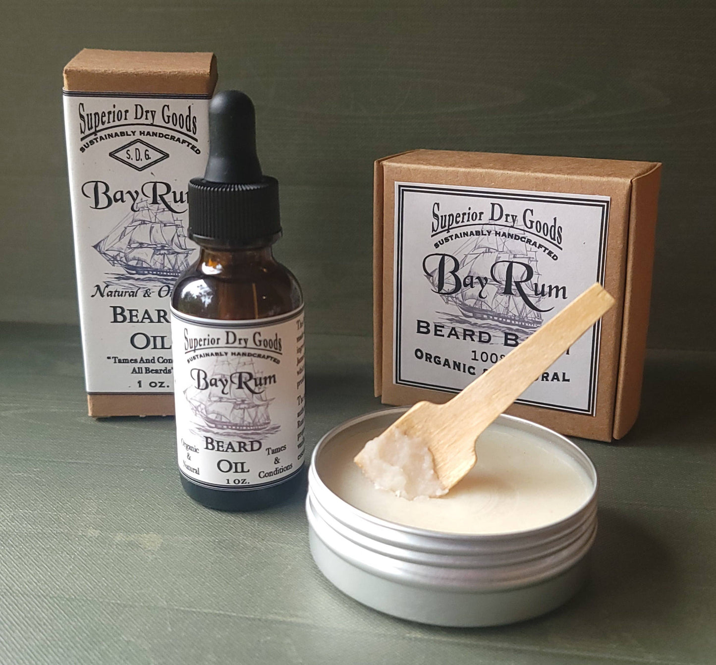 Bay Rum Beard Balm & Oil Gift Set | Handcrafted | Natural